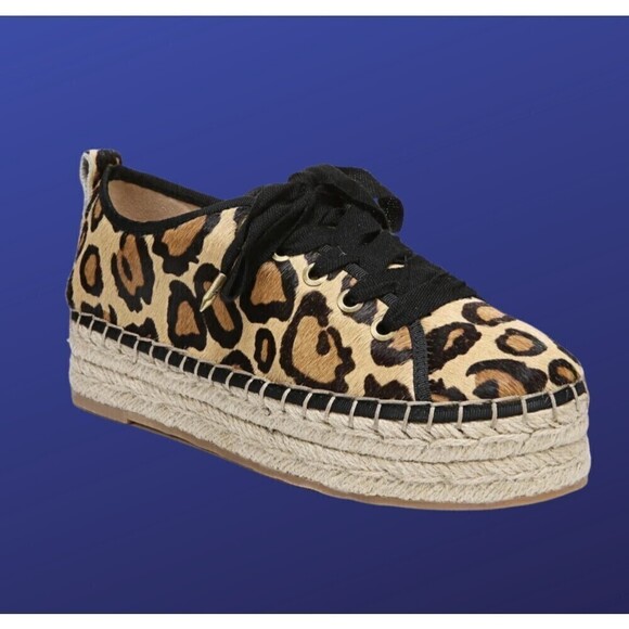Sam EDELMAN Espadrille Platform Sneaker, LEOPARD CALF HAIR, Size 8.5, NWOB*